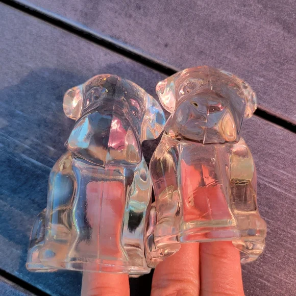 Glass Dog Figurine Duo ~ Vintage? ~ Paperweight? Cute! - Picture 8 of 16